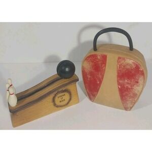 Vintage 1960s Mafco Bowling Bank Set Ceramic Strike It Rich & Bowling Bag Japan